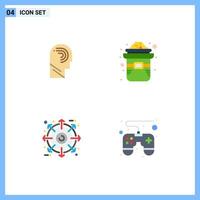 Stock Vector Icon Pack of 4 Line Signs and Symbols for access external mind hat package Editable Vector Design Elements