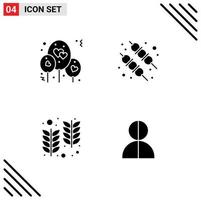 Stock Vector Icon Pack of 4 Line Signs and Symbols for balloon wheat barbecue farm impostor Editable Vector Design Elements