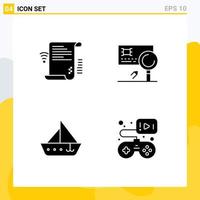 Group of 4 Modern Solid Glyphs Set for data fraud wifi banking sail Editable Vector Design Elements