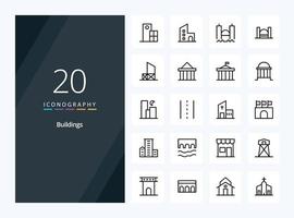 20 Buildings Outline icon for presentation vector