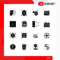 Set of 16 Modern UI Icons Symbols Signs for financial space parade location workflow Editable Vector Design Elements