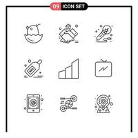 Mobile Interface Outline Set of 9 Pictograms of discount packages real seo studio Editable Vector Design Elements