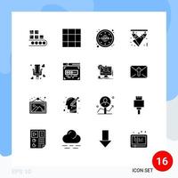 Mobile Interface Solid Glyph Set of 16 Pictograms of love night privacy lights disco Editable Vector Design Elements