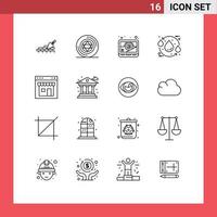 Outline Pack of 16 Universal Symbols of interface water computer recycle eco Editable Vector Design Elements