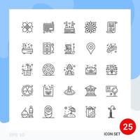 Mobile Interface Line Set of 25 Pictograms of attachment thanksgiving router sunflower autumn Editable Vector Design Elements