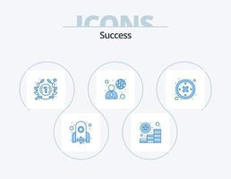 paquete de iconos azul de éxito 5 diseño de iconos. abajo. hombre. clasificación. global. negocio vector