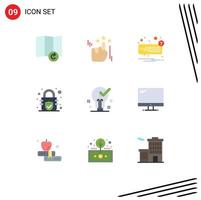 Stock Vector Icon Pack of 9 Line Signs and Symbols for tick light speech idea security Editable Vector Design Elements