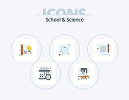 paquete de iconos planos de escuela y ciencia 5 diseño de iconos. notas contenido. planetas astronomía vector