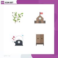 Pack of 4 Modern Flat Icons Signs and Symbols for Web Print Media such as leaf coffee spring school kettle Editable Vector Design Elements