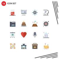 Universal Icon Symbols Group of 16 Modern Flat Colors of brain android process presentation connect Editable Pack of Creative Vector Design Elements