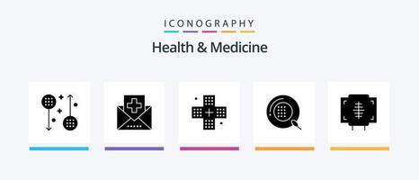 Health and Medicine Glyph 5 Icon Pack Including . mail. medicine. form. Creative Icons Design vector