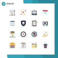 Modern Set of 16 Flat Colors Pictograph of laundry month analytics date computer Editable Pack of Creative Vector Design Elements