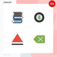 Mobile Interface Flat Icon Set of 4 Pictograms of books eject learning ball clear Editable Vector Design Elements