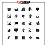 Universal Icon Symbols Group of 25 Modern Solid Glyphs of user speech laptop person audio Editable Vector Design Elements