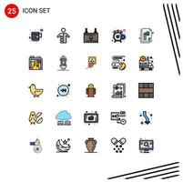 25 Thematic Vector Filled line Flat Colors and Editable Symbols of watch stop battery chronometer energy Editable Vector Design Elements