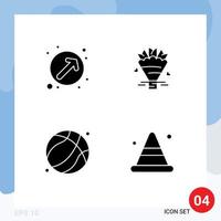 User Interface Pack of 4 Basic Solid Glyphs of arrow dad up right flowers fathers day Editable Vector Design Elements