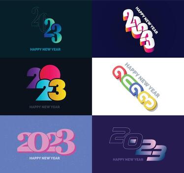 Big Set of 2023 Happy New Year logo text design 2023 number design template vector