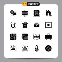 Solid Glyph Pack of 16 Universal Symbols of u turn arrow party estate charge Editable Vector Design Elements