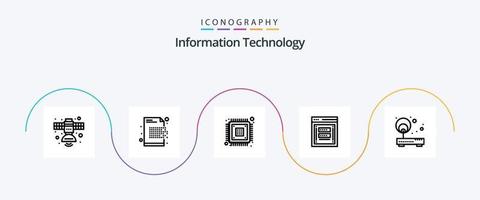 Information Technology Line 5 Icon Pack Including login. fraudulent. encryption. hardware. device vector