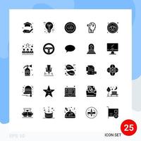 25 Thematic Vector Solid Glyphs and Editable Symbols of lotus man engine human search Editable Vector Design Elements