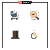 Stock Vector Icon Pack of 4 Line Signs and Symbols for baby carriage building pram taxi repair Editable Vector Design Elements