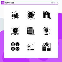 Modern Set of 9 Solid Glyphs and symbols such as blog wristwatch buildings schedule house Editable Vector Design Elements