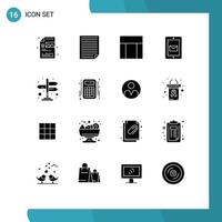 16 Thematic Vector Solid Glyphs and Editable Symbols of directions service report chat website Editable Vector Design Elements