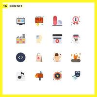 16 Universal Flat Color Signs Symbols of factory quality briefcase certificate space Editable Pack of Creative Vector Design Elements