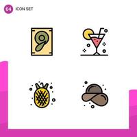 paquete de iconos vectoriales de stock de 4 signos y símbolos de línea para música amanas comosus bebida de playa elementos de diseño vectorial editables de verano vector