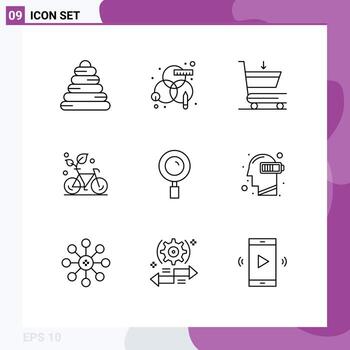 9 Creative Icons Modern Signs and Symbols of magnifying find commerce environment friendly Editable Vector Design Elements