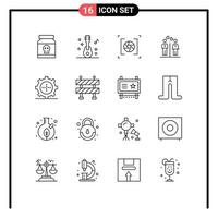 Set of 16 Modern UI Icons Symbols Signs for girl couple party women photography Editable Vector Design Elements