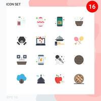 Set of 16 Modern UI Icons Symbols Signs for pollution gas communication hot food Editable Pack of Creative Vector Design Elements