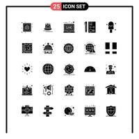 Universal Icon Symbols Group of 25 Modern Solid Glyphs of ice development broadcasting develop code Editable Vector Design Elements