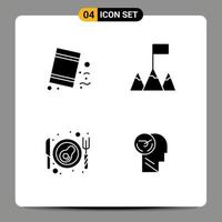 Pack of 4 Modern Solid Glyphs Signs and Symbols for Web Print Media such as barrels activity pollution bacon faster Editable Vector Design Elements