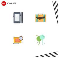 Pictogram Set of 4 Simple Flat Icons of phone luggage huawei baggage suitcase Editable Vector Design Elements