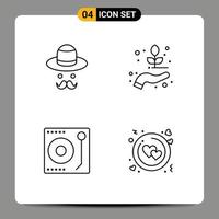 Set of 4 Modern UI Icons Symbols Signs for avatar media fathers plant player Editable Vector Design Elements