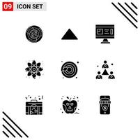 Set of 9 Modern UI Icons Symbols Signs for react planning up design blueprint Editable Vector Design Elements