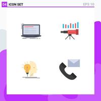 Set of 4 Modern UI Icons Symbols Signs for code market monoblock business vision Editable Vector Design Elements