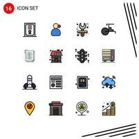 Modern Set of 16 Flat Color Filled Lines Pictograph of to do list vehicles creative transportation china Editable Creative Vector Design Elements