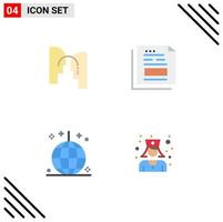 4 Flat Icon concept for Websites Mobile and Apps brain celebration transfer file holiday Editable Vector Design Elements