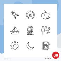 9 Universal Outline Signs Symbols of connectivity vehicles online ship boat Editable Vector Design Elements