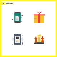 Set of 4 Modern UI Icons Symbols Signs for data smart app gift player Editable Vector Design Elements