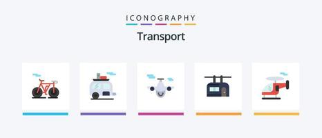 paquete de iconos de transporte plano 5 que incluye transporte. viajar. avión. transporte. telesilla diseño de iconos creativos vector