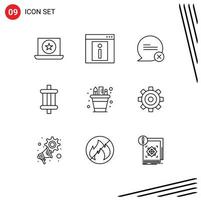 9 Thematic Vector Outlines and Editable Symbols of business components web page car interaction Editable Vector Design Elements