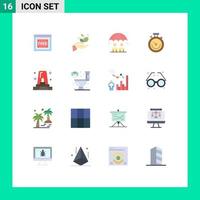 Stock Vector Icon Pack of 16 Line Signs and Symbols for danger time business stopwatch clock Editable Pack of Creative Vector Design Elements
