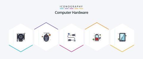 Computer Hardware 25 FilledLine icon pack including . tablet. computer. ipad. charge vector