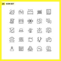 25 Thematic Vector Lines and Editable Symbols of wall brick spa interior furnishings Editable Vector Design Elements