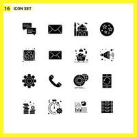 16 iconos creativos, signos y símbolos modernos de escala de correo electrónico, espacio de peso islámico, elementos de diseño vectorial editables vector