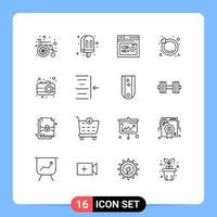 Group of 16 Modern Outlines Set for indent interface performance camera ring Editable Vector Design Elements