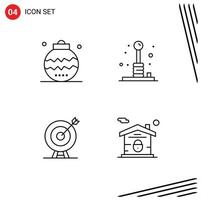 4 User Interface Line Pack of modern Signs and Symbols of celebration recreation holiday fun dart Editable Vector Design Elements